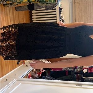 Black lace cutout midi dress